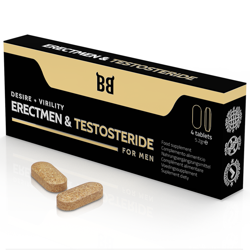BLACKBULL BY SPARTAN- ERECTMEN & TESTOSTERIDE POTENCIA Y TESTOSTERONA PARA HOMBRE 4 CÁPSULAS