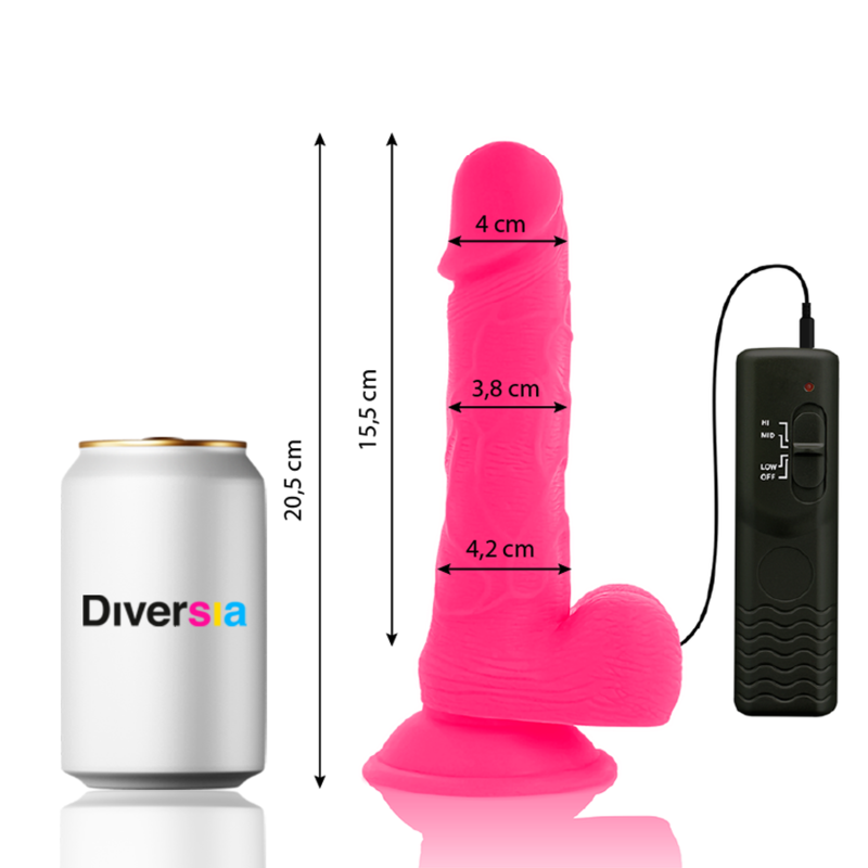 DIVERSIA - DILDO FLEXIBLE CON VIBRACION 20.5 CM - ROSA
