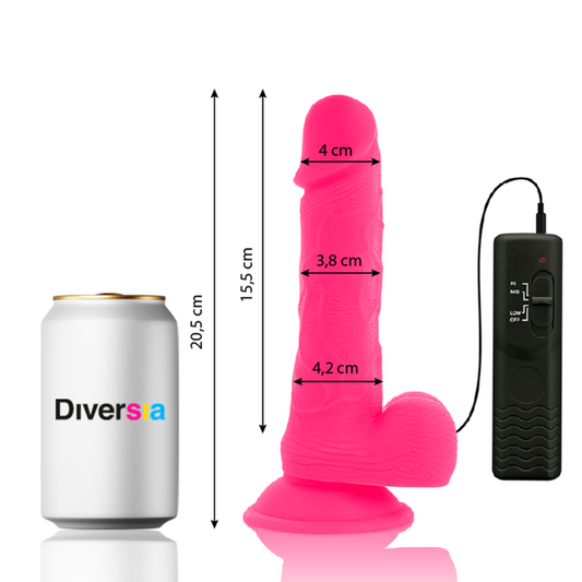 DIVERSIA - DILDO FLEXIBLE CON VIBRACION 20.5 CM - ROSA