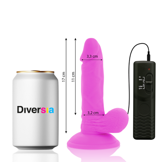 DIVERSIA - DILDO FLEXIBLE CON VIBRACION 17 CM- MORADO